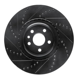 Volvo S60 Brake Rotor (1) - Front Right - R1 Concepts - Drilled & Slotted - Black - `07-`16